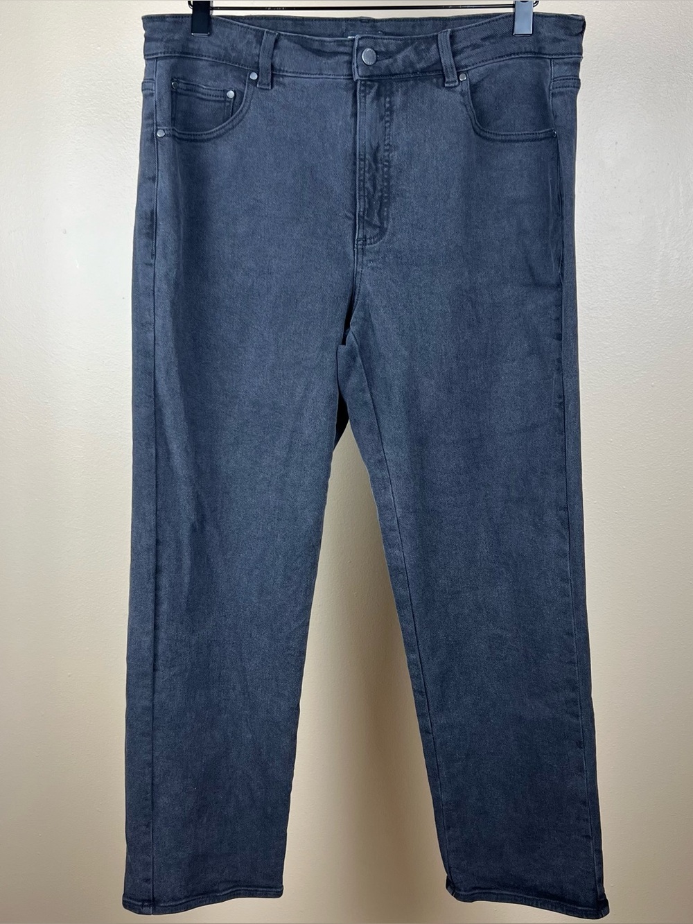 Deep Charcoal Vintage Wash High Rise Straight Leg Jeans 31 Inch